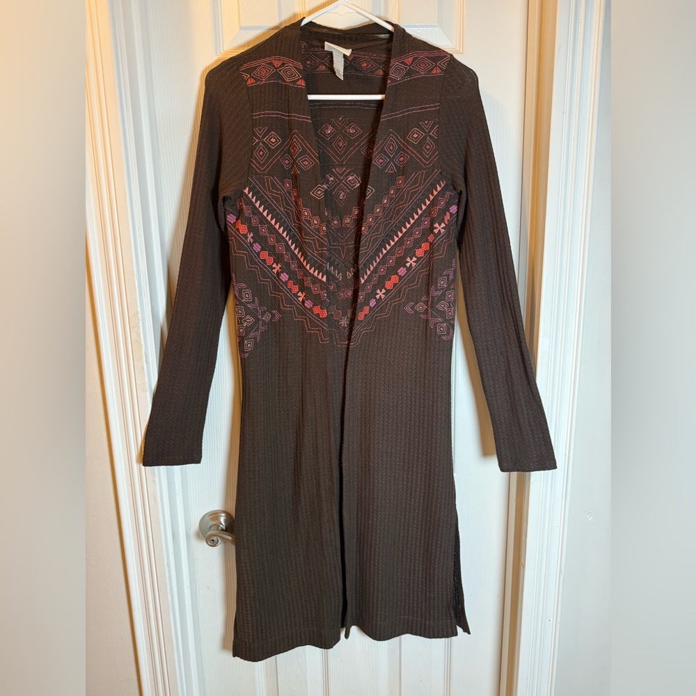 Embroidered Woodland brown Knox Rose duster with Aztec tribal Forest Fairy BOHO